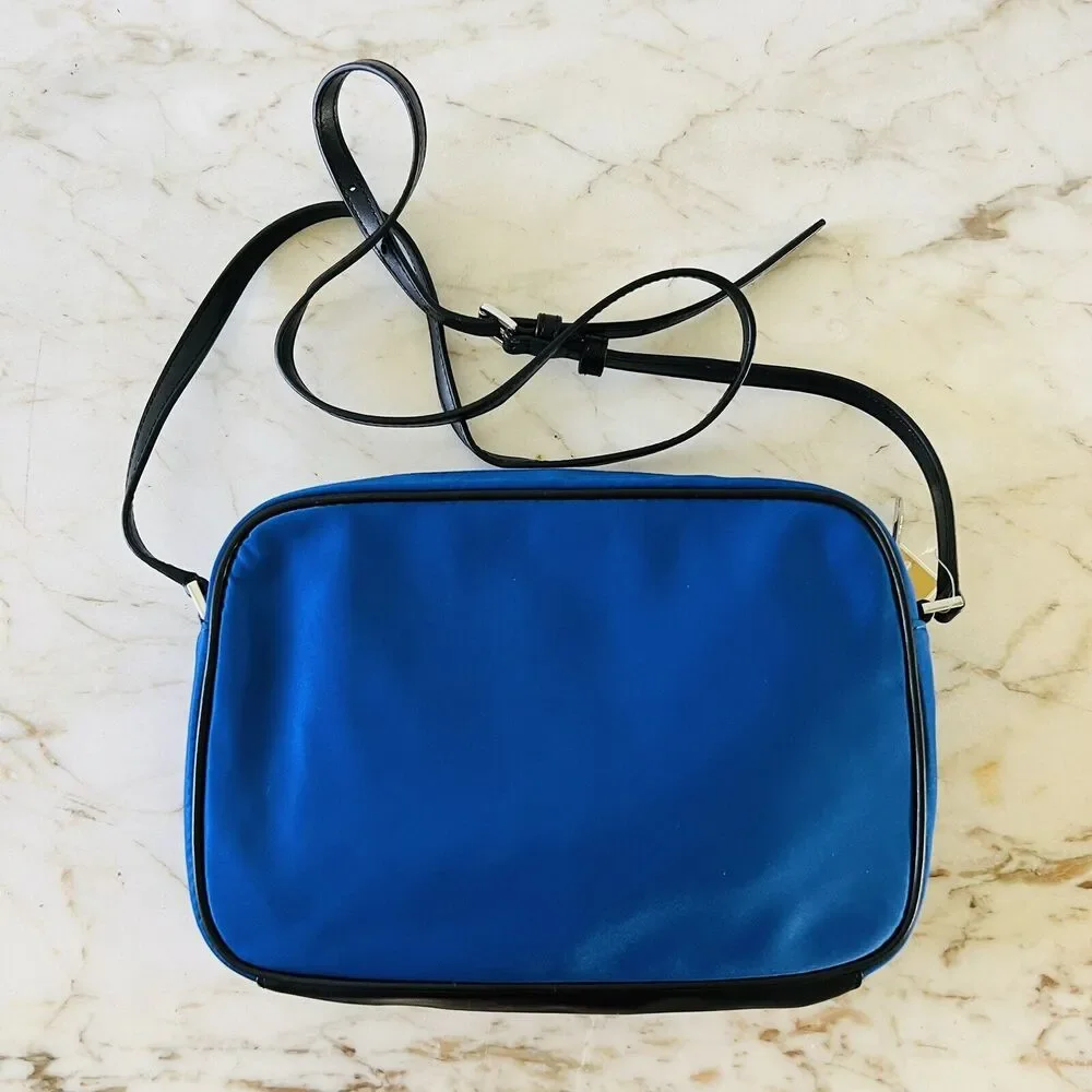 MICHAEL KORS Polly Electric Blue Nylon East West Zip Chain Crossbody Bag